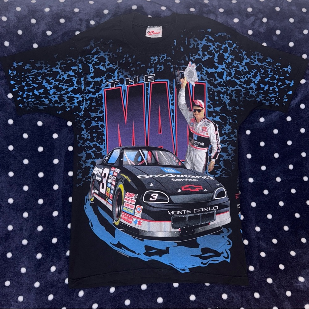 Dale Earnhardt Vintage Allover Print Graphic T-Shirt New Without Tags